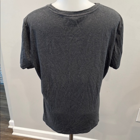 Nine West XL Soft Spun Charcoal Ribbed Gray Short Sleeve Tee - Picture 4 of 5